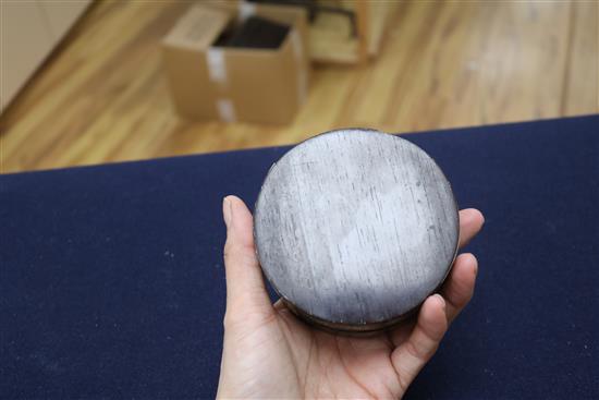 A tortoiseshell and mother of pearl card case, and a boullework box